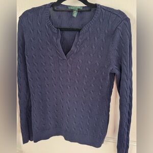 Lauren Ralph Lauren Women’s Navy Blue Cable Knit Sweater Size Large